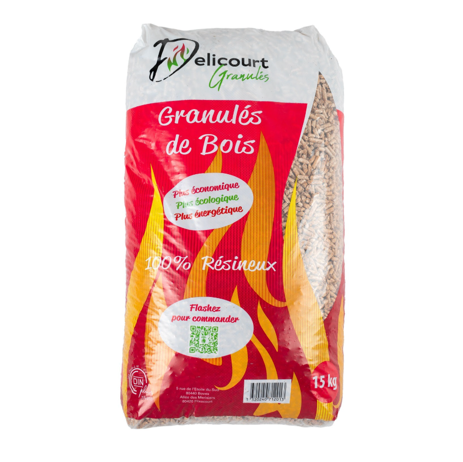 Granulés de bois Delicourt - Sac de 15 kg