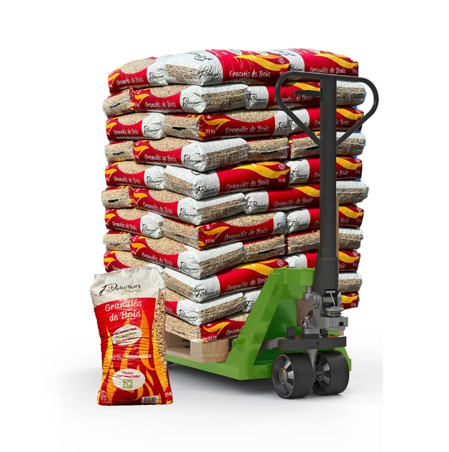 Granulés de bois Delicourt Energies - Palette de 66 sacs de 15 kg